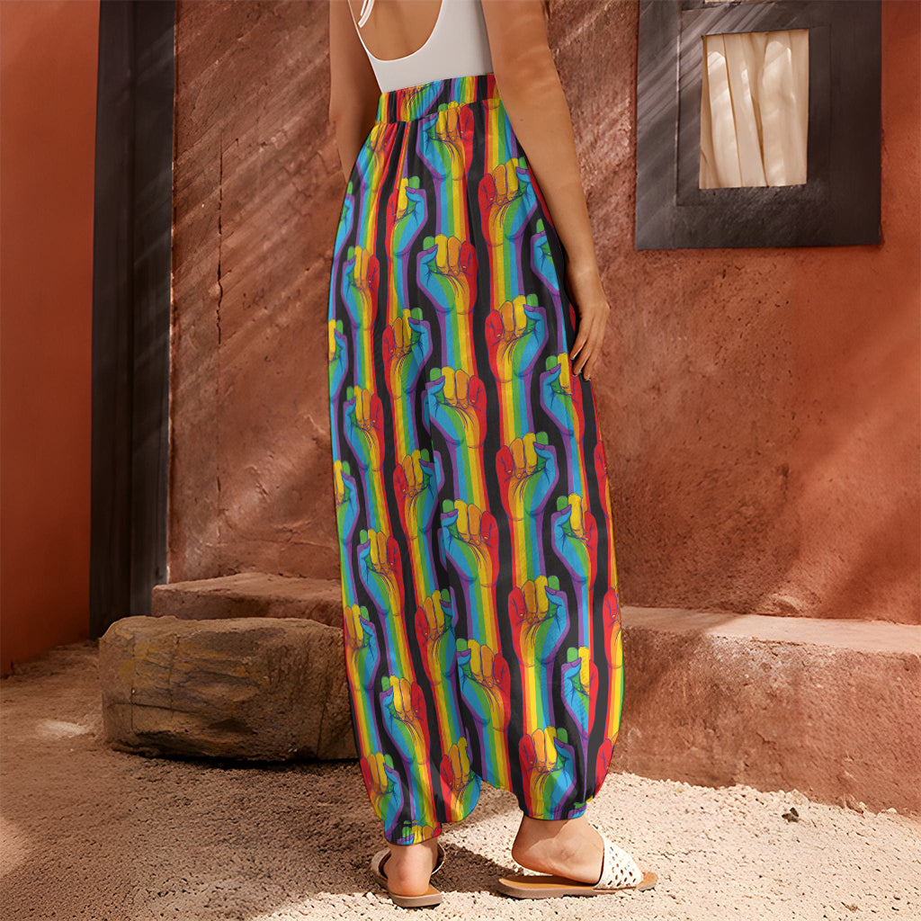 Gay Pride Hand Sign Pattern Print Harem Pants