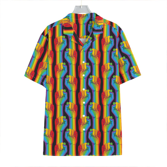 Gay Pride Hand Sign Pattern Print Hawaiian Shirt
