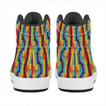 Gay Pride Hand Sign Pattern Print High Top Leather Sneakers