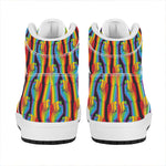 Gay Pride Hand Sign Pattern Print High Top Leather Sneakers