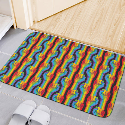 Gay Pride Hand Sign Pattern Print Indoor Door Mat