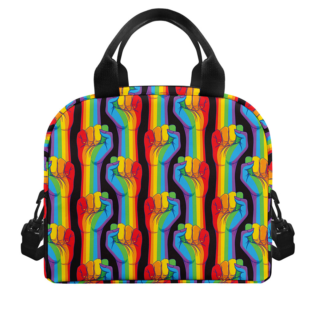 Gay Pride Hand Sign Pattern Print Insulated Lunch Bag
