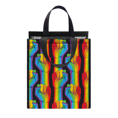 Gay Pride Hand Sign Pattern Print Insulated Lunch Tote