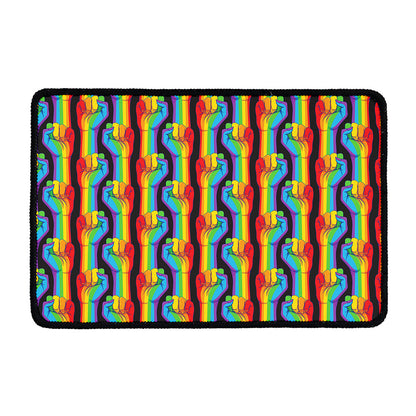 Gay Pride Hand Sign Pattern Print Kitchen Mat