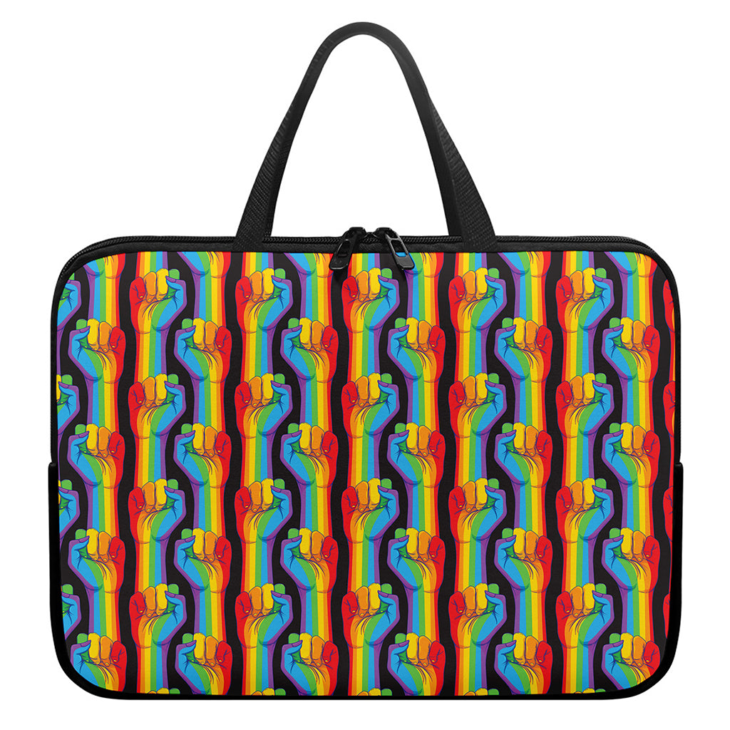Gay Pride Hand Sign Pattern Print Laptop Sleeve With Handle