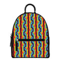 Gay Pride Hand Sign Pattern Print Leather Backpack