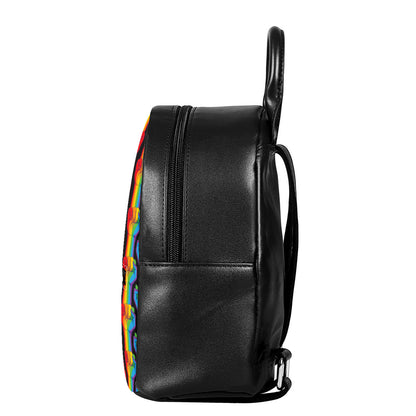 Gay Pride Hand Sign Pattern Print Leather Backpack