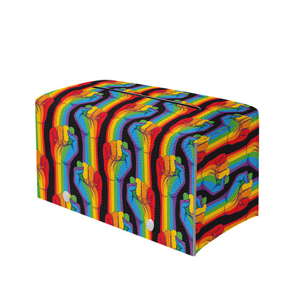Gay Pride Hand Sign Pattern Print Leather Tissue Box Cover