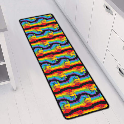 Gay Pride Hand Sign Pattern Print Long Kitchen Mat