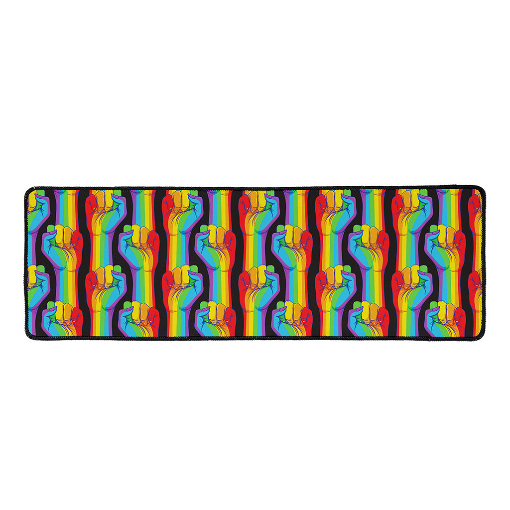 Gay Pride Hand Sign Pattern Print Long Kitchen Mat