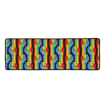 Gay Pride Hand Sign Pattern Print Long Kitchen Mat
