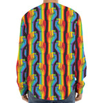 Gay Pride Hand Sign Pattern Print Long Sleeve Baseball Jersey