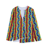 Gay Pride Hand Sign Pattern Print Long Sleeve Short Coat