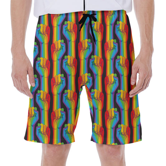 Gay Pride Hand Sign Pattern Print Men's Beach Shorts