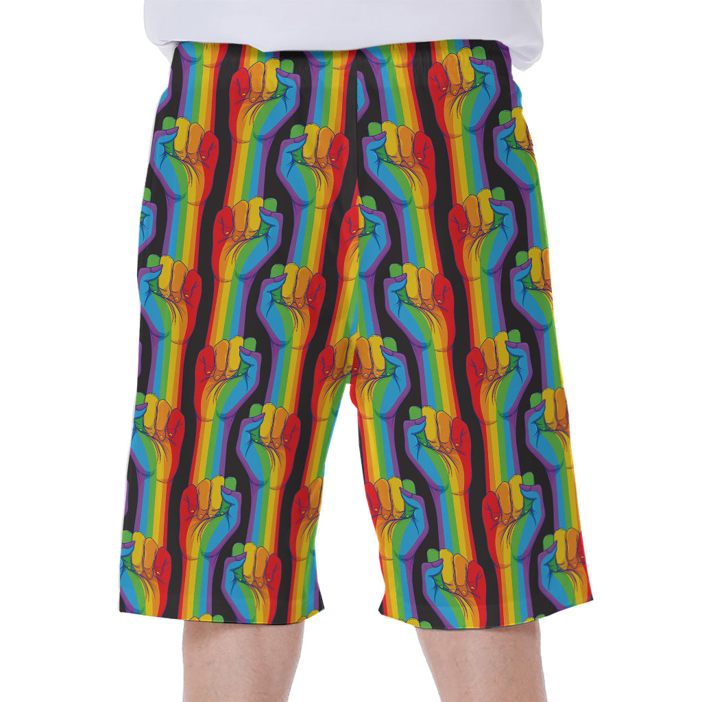 Gay Pride Hand Sign Pattern Print Men's Beach Shorts