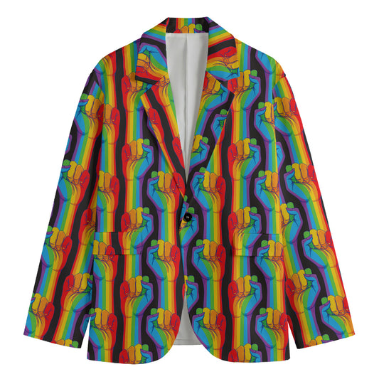 Gay Pride Hand Sign Pattern Print Men's Blazer