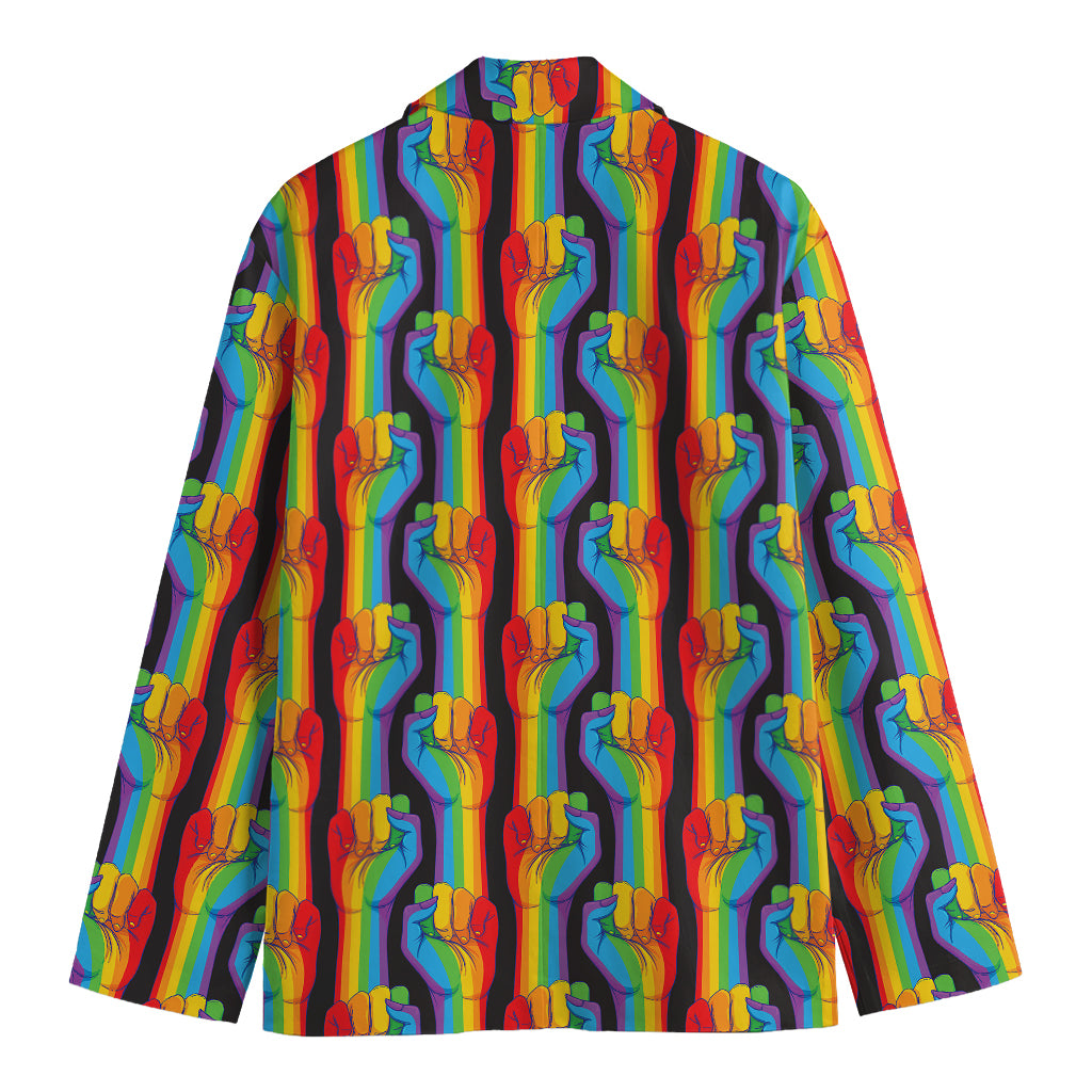 Gay Pride Hand Sign Pattern Print Men's Blazer