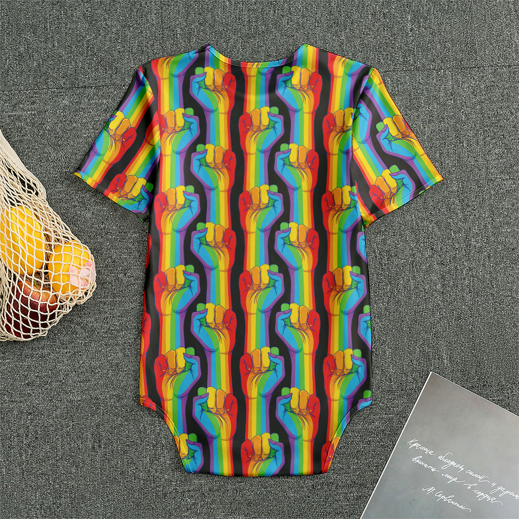Gay Pride Hand Sign Pattern Print Men's Bodysuit