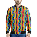 Gay Pride Hand Sign Pattern Print Men's Bomber Jacket