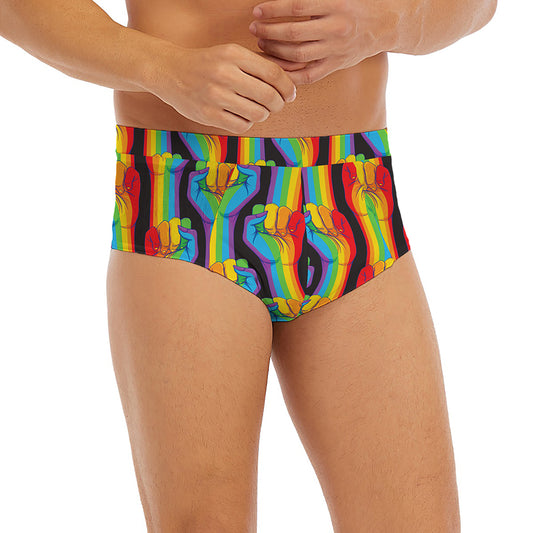 Gay Pride Hand Sign Pattern Print Men's Briefs