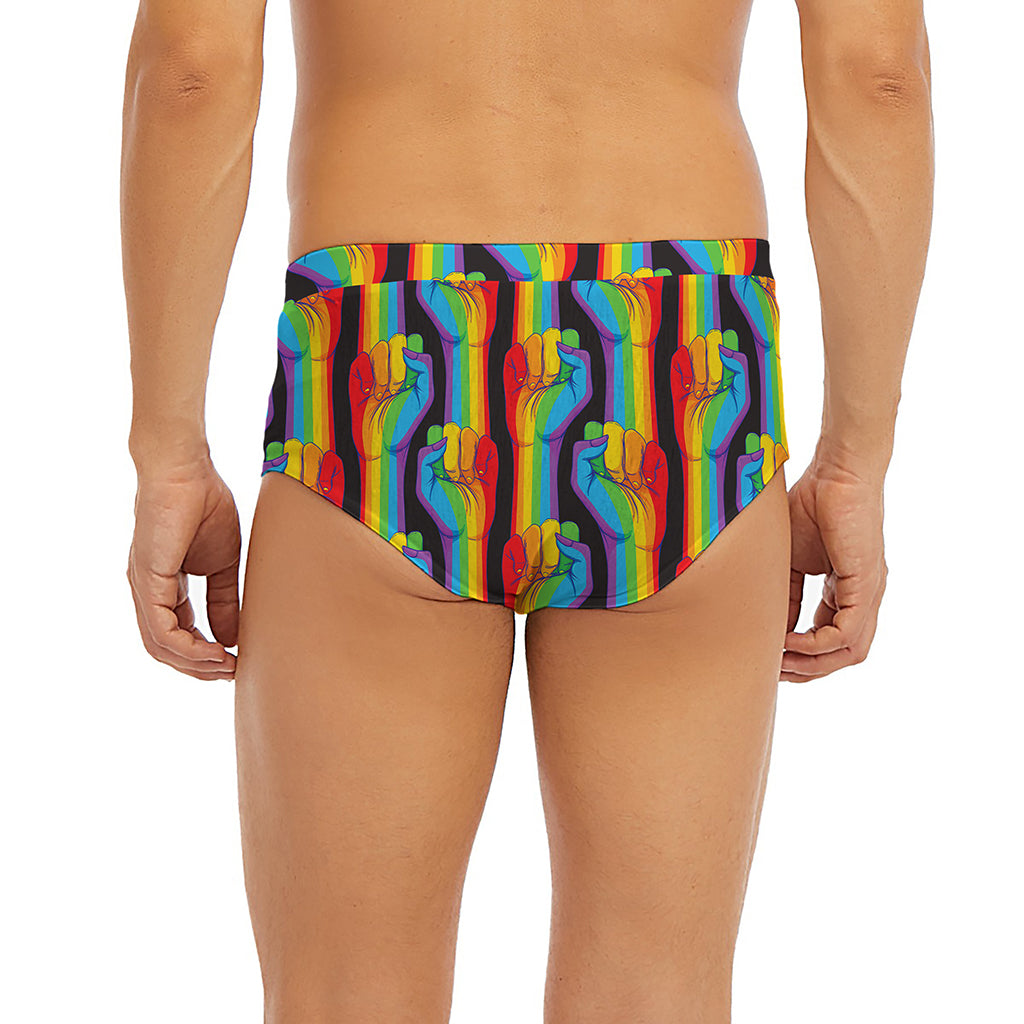 Gay Pride Hand Sign Pattern Print Men's Briefs