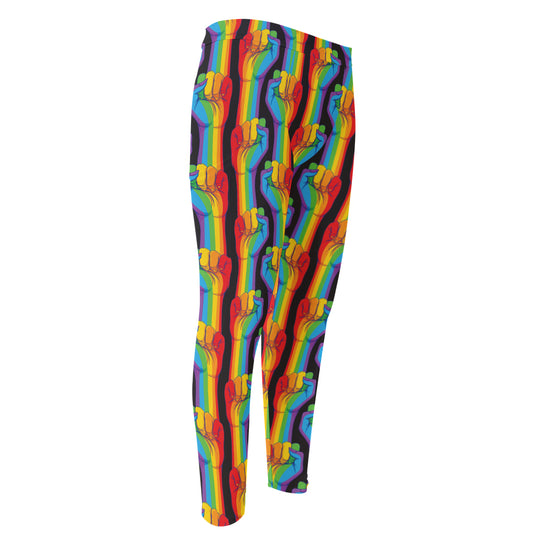 Gay Pride Hand Sign Pattern Print Men's Compression Pants