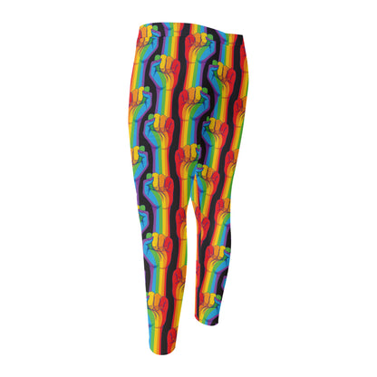 Gay Pride Hand Sign Pattern Print Men's Compression Pants