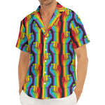 Gay Pride Hand Sign Pattern Print Men's Deep V-Neck Shirt