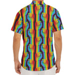 Gay Pride Hand Sign Pattern Print Men's Deep V-Neck Shirt