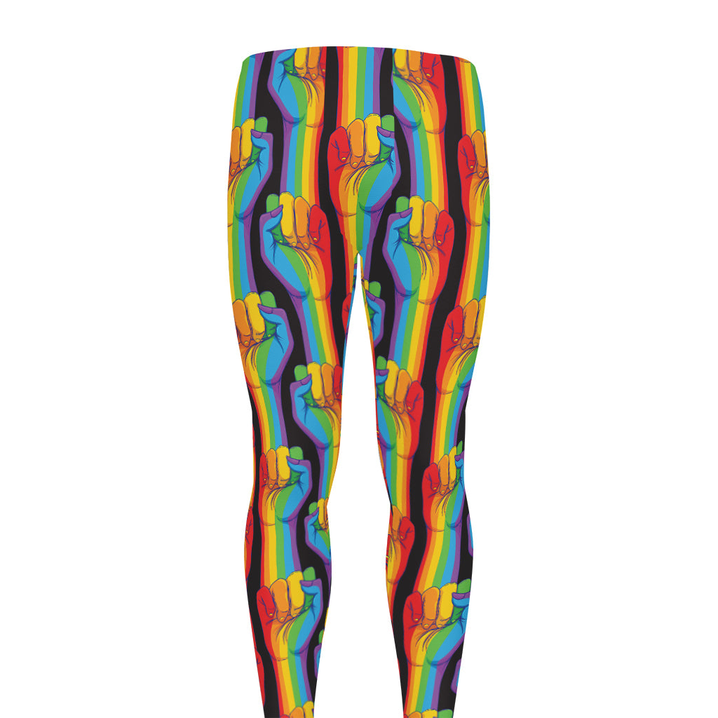 Gay Pride Hand Sign Pattern Print Men's leggings