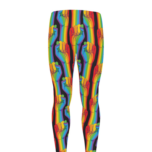 Gay Pride Hand Sign Pattern Print Men's leggings