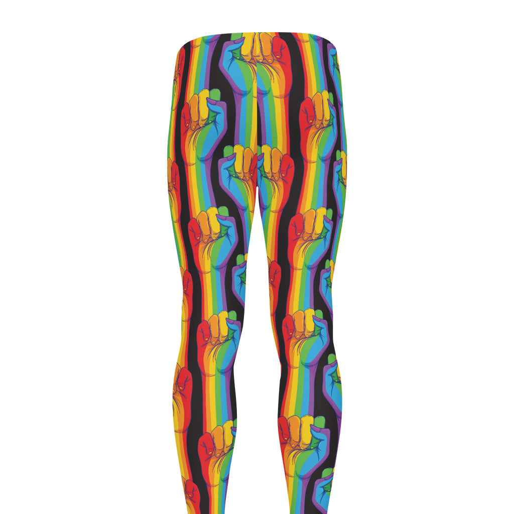 Gay Pride Hand Sign Pattern Print Men's leggings