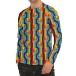 Gay Pride Hand Sign Pattern Print Men's Long Sleeve Rash Guard