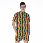 Gay Pride Hand Sign Pattern Print Men's Rompers