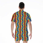 Gay Pride Hand Sign Pattern Print Men's Rompers