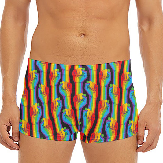 Gay Pride Hand Sign Pattern Print Men's Short Boxer Briefs