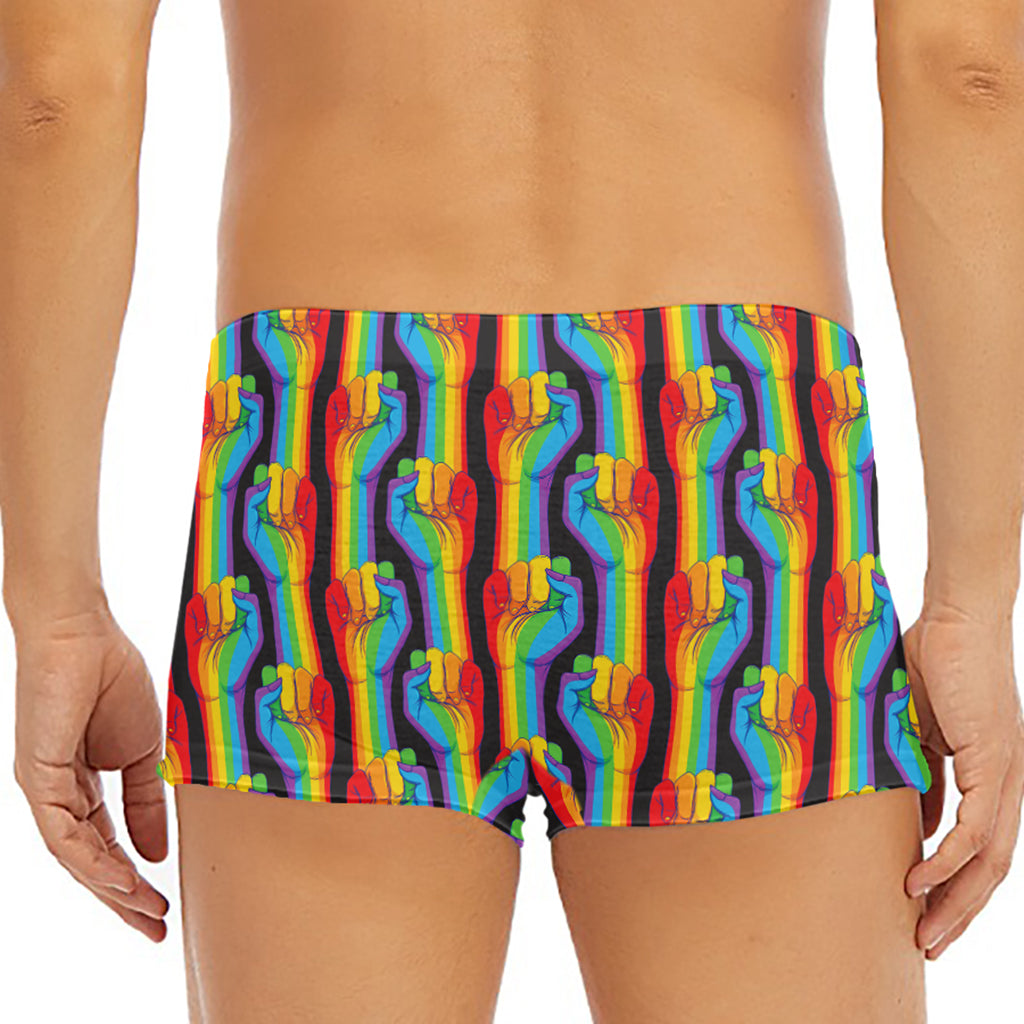 Gay Pride Hand Sign Pattern Print Men's Short Boxer Briefs