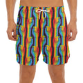 Gay Pride Hand Sign Pattern Print Men's Split Running Shorts
