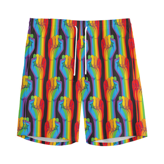 Gay Pride Hand Sign Pattern Print Men's Sports Shorts