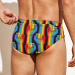 Gay Pride Hand Sign Pattern Print Men's Swim Briefs