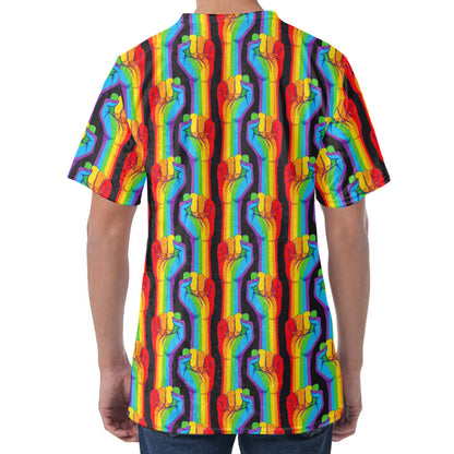 Gay Pride Hand Sign Pattern Print Men's Velvet T-Shirt