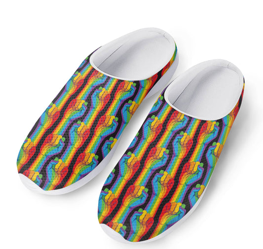 Gay Pride Hand Sign Pattern Print Mesh Casual Shoes
