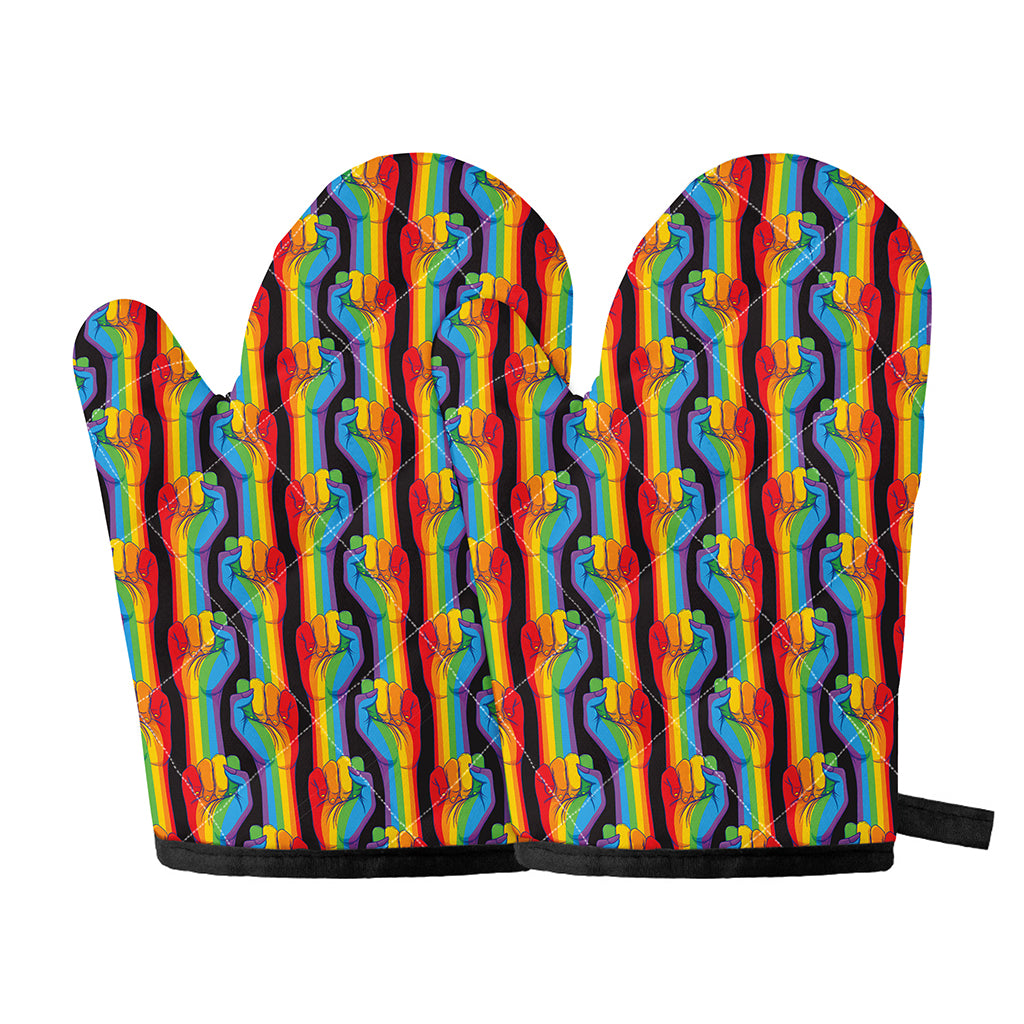 Gay Pride Hand Sign Pattern Print Oven Mitts