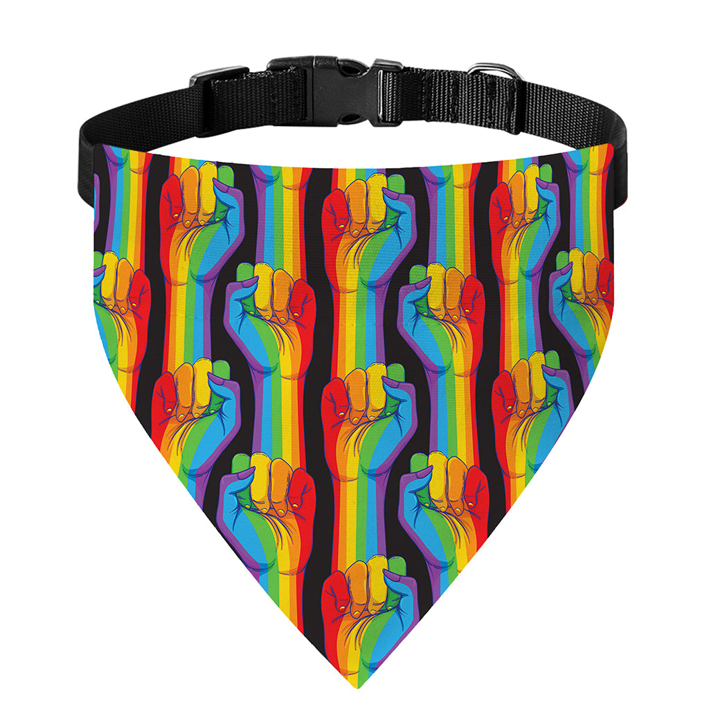 Gay Pride Hand Sign Pattern Print Over The Collar Dog Bandana