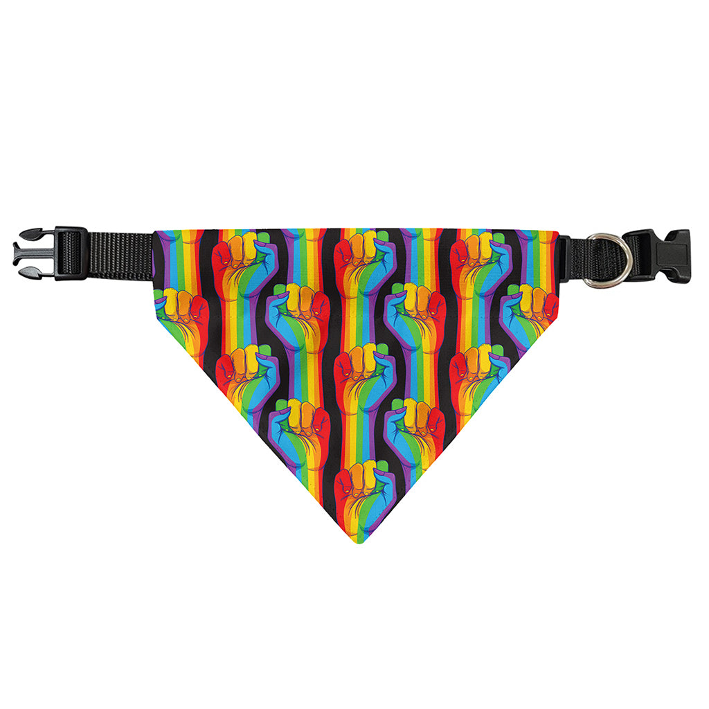 Gay Pride Hand Sign Pattern Print Over The Collar Dog Bandana