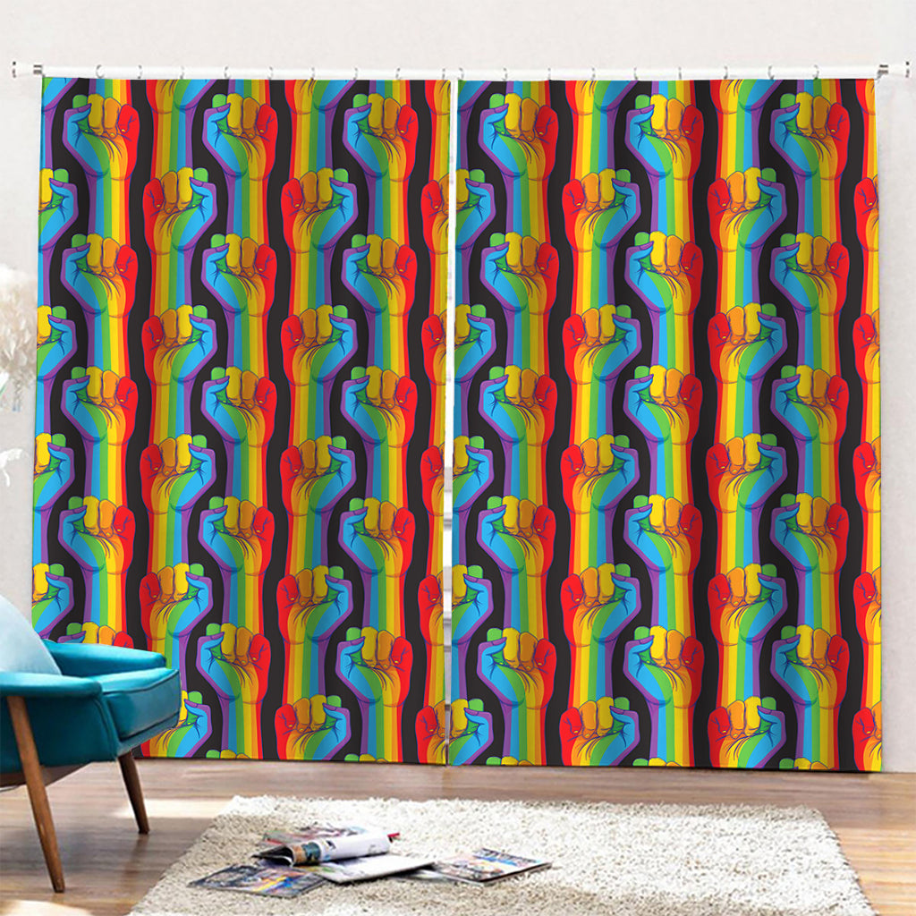 Gay Pride Hand Sign Pattern Print Pencil Pleat Curtains