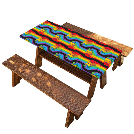 Gay Pride Hand Sign Pattern Print Picnic Table Cover