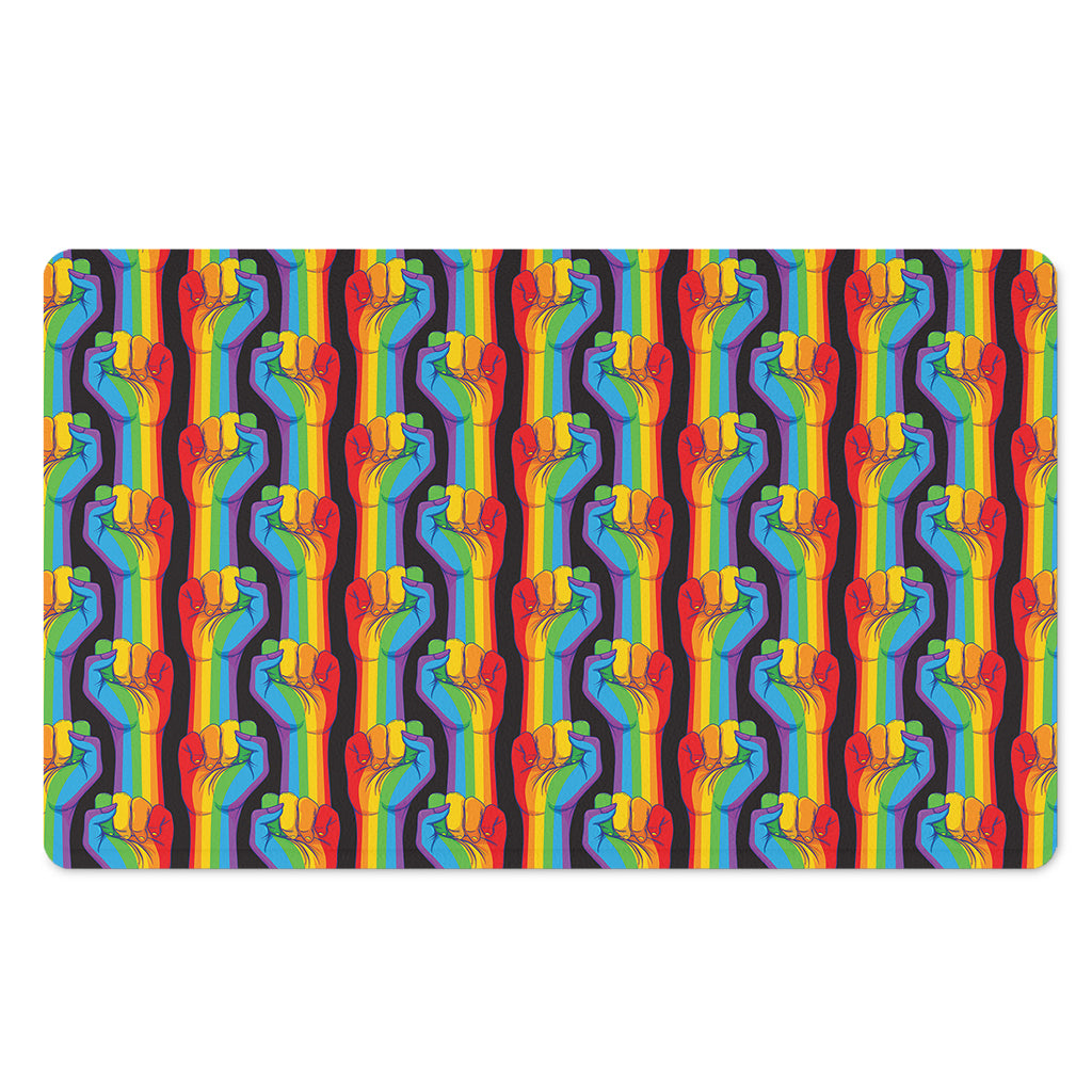 Gay Pride Hand Sign Pattern Print Polyester Doormat