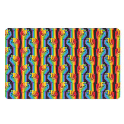 Gay Pride Hand Sign Pattern Print Polyester Doormat