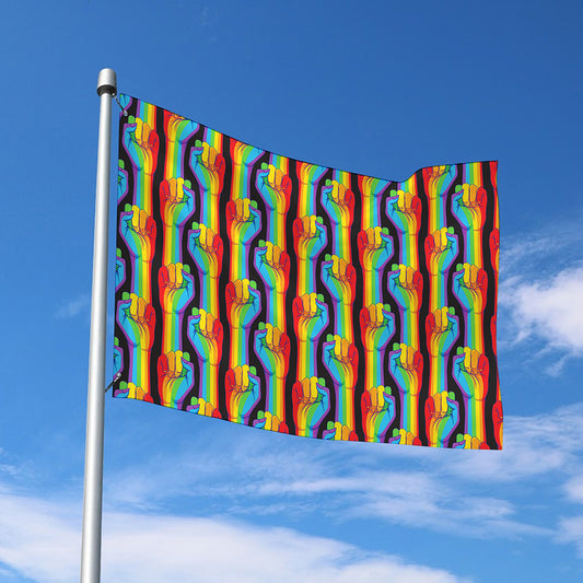 Gay Pride Hand Sign Pattern Print Polyester Flag